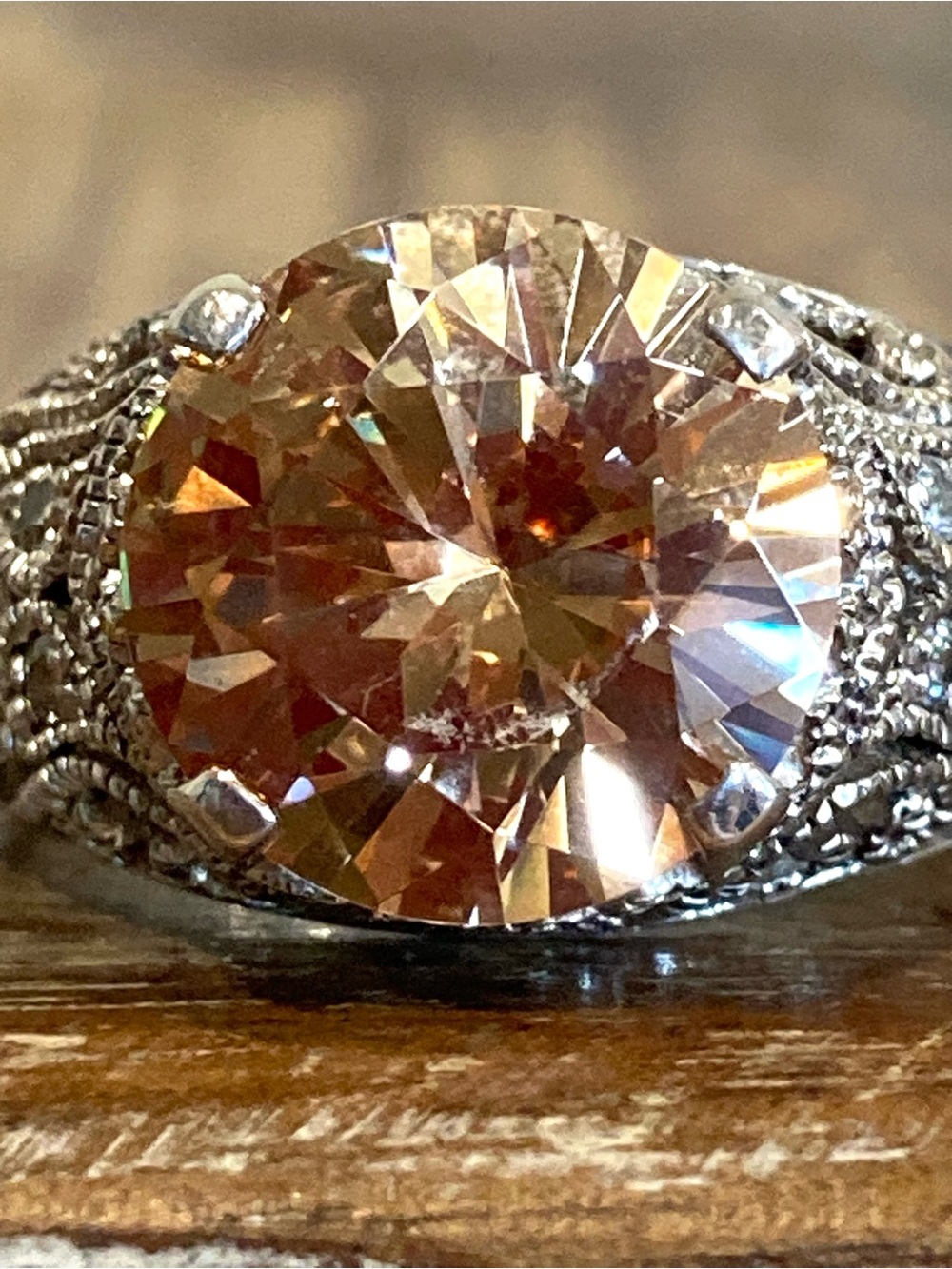 Joseph Esposito ESPO Peach Jubilee Sterling Silver Ring - Size 9 - Picture 7 of 16